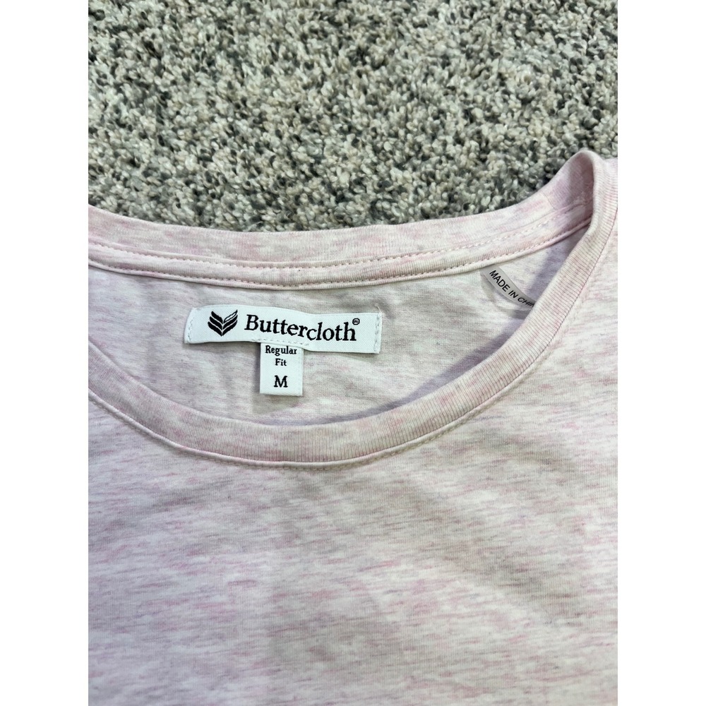 Buttercloth Womens Regular Fit Long Sleeve Pink‎ Marled Cotton Blend T Shirt M - Picture 2 of 12